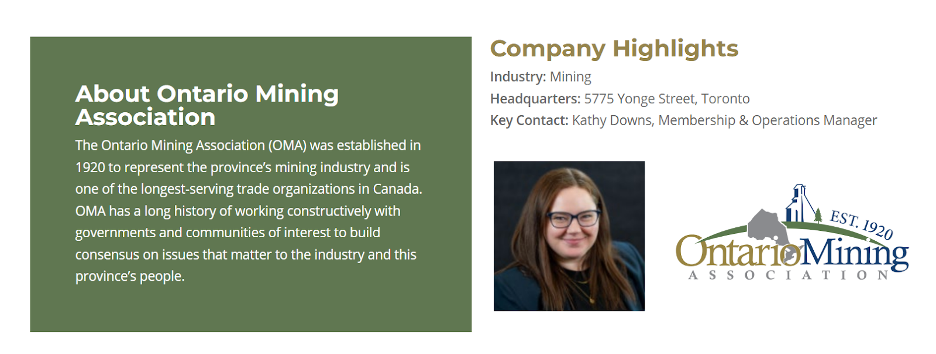 Ontario Mining association case study. Concept of attracting leads with case study.