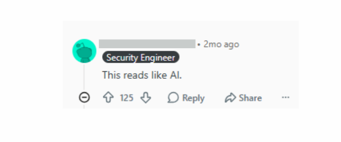 an example of a Reddit post that was flagged as AI content